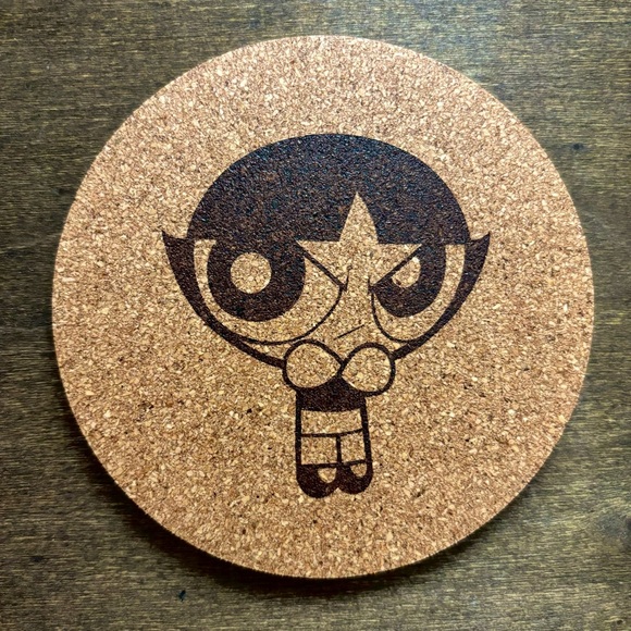 Powerpuff Girls Laser Engraved Cork Coasters Lot of 3 - Picture 4 of 9